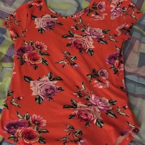Womens orange floral blouse